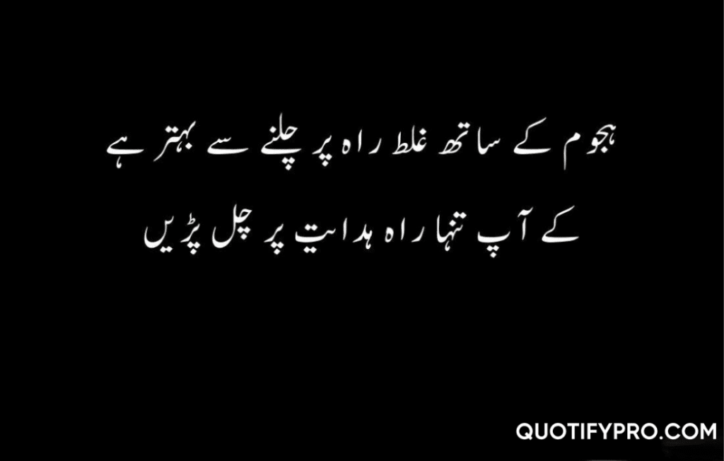 ہجوم کے ساتھ غلط راہ پر چلنے سے بہتر ہے کے آپ تنہا راہ ہدایت پر چل پڑیں