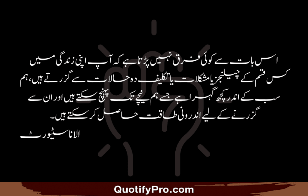 اس بات سے کوئی فرق نہیں پڑتا ہے کہ آپ اپنی زندگی میں کس قسم کے چیلنجز یا مشکلات یا تکلیف دہ حالات سے گزرتے ہیں، ہم سب کے اندر کچھ گہرا ہے جسے ہم نیچے تک پہنچ سکتے ہیں اور ان سے گزرنے کے لیے اندرونی طاقت حاصل کر سکتے ہیں۔